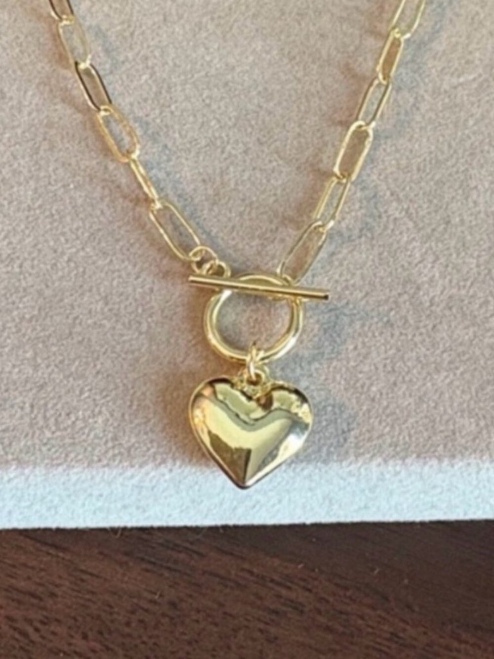 Gold Heart Toggle Chain Necklace - Women Jewelry